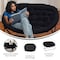 Flash Furniture Eleanor 56-in Portable Folding Double Saucer Chair in Black Faux Fur w/a Black Steel Frame FV-FDS-001-BK-BK-GG - alternate 6